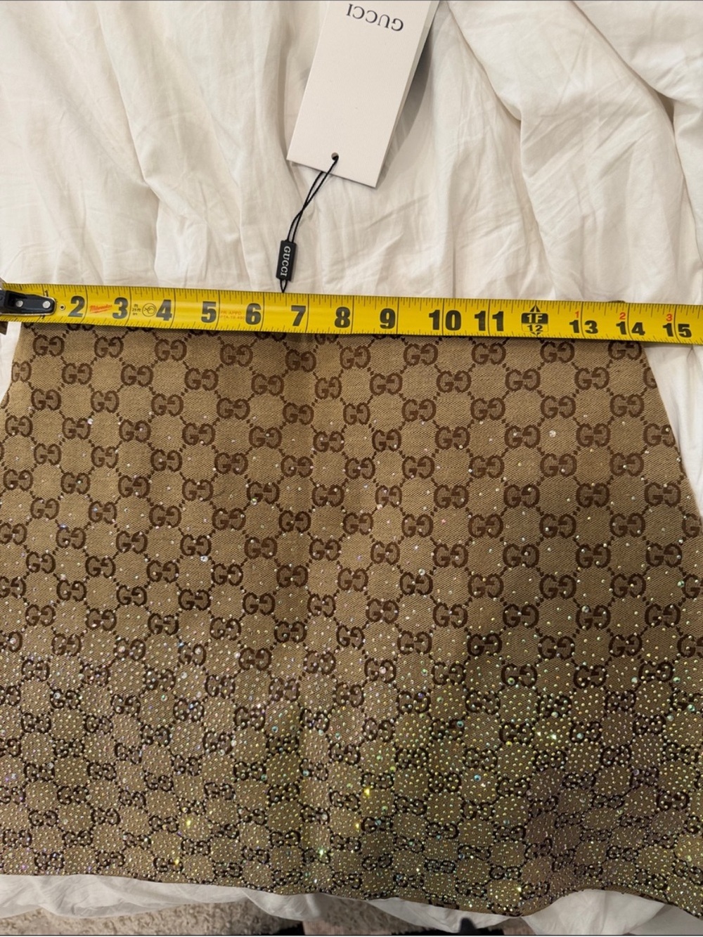 Gucci Tan Brown GG Crystal-Embellished Mini Skirt - Picture 5 of 7